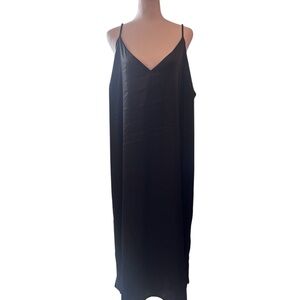 The Drop Black Satin Slip Dress Maxi Plus Size Spaghetti Strap